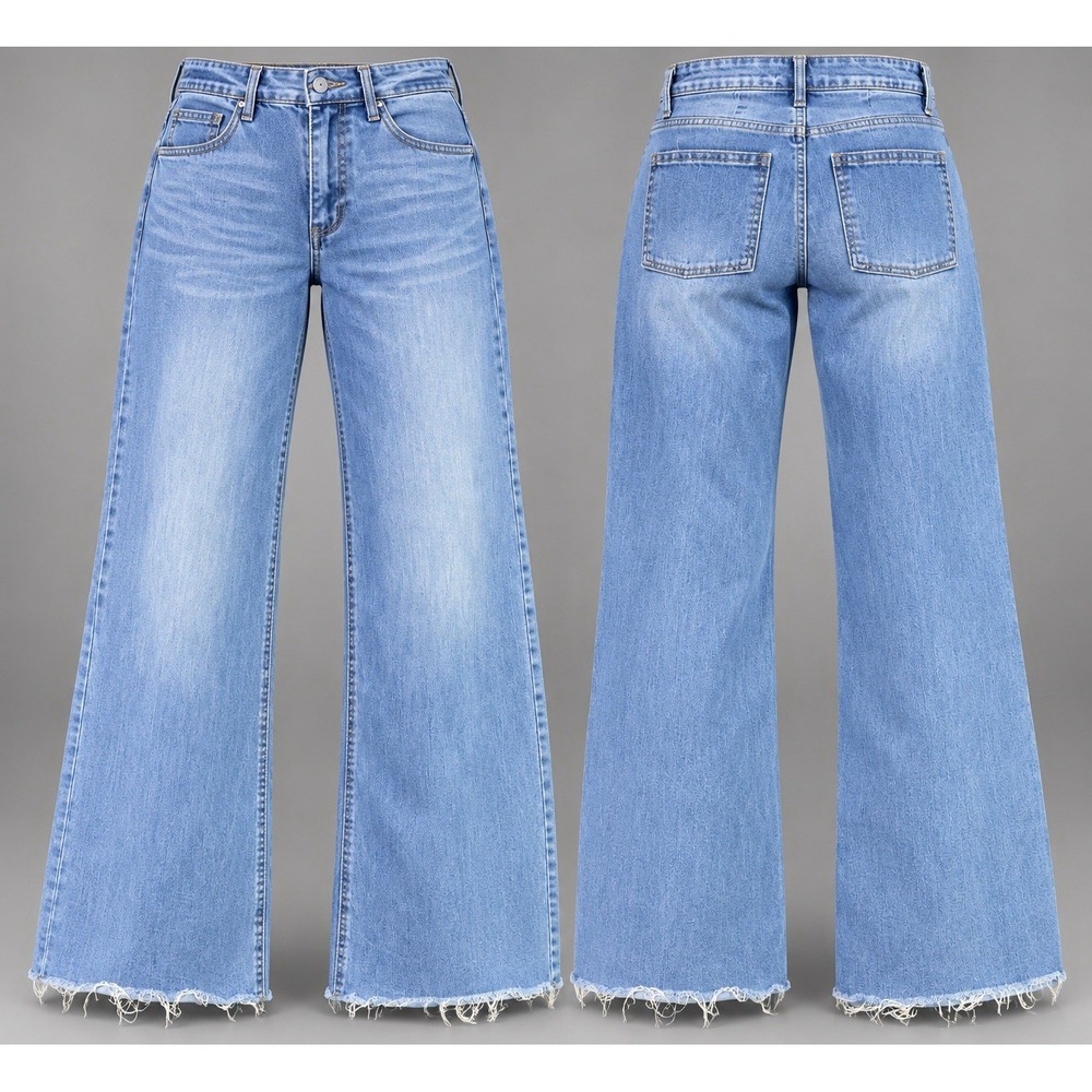OAT NEW YORK size 6/28x29 Wide Leg Loose High Waist Jeans Raw Hem